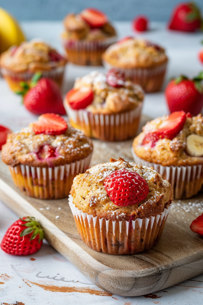 Baking Healthy Strawberry Banana Muffins