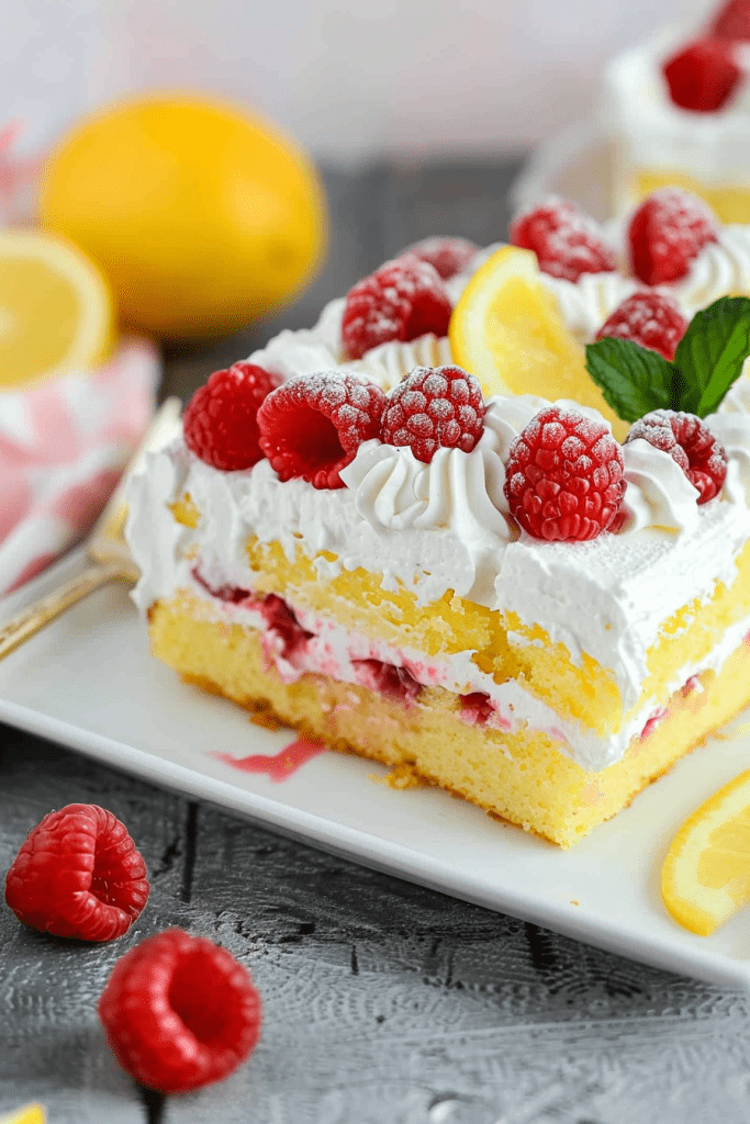 Baking Lemon Raspberry Poke Cake