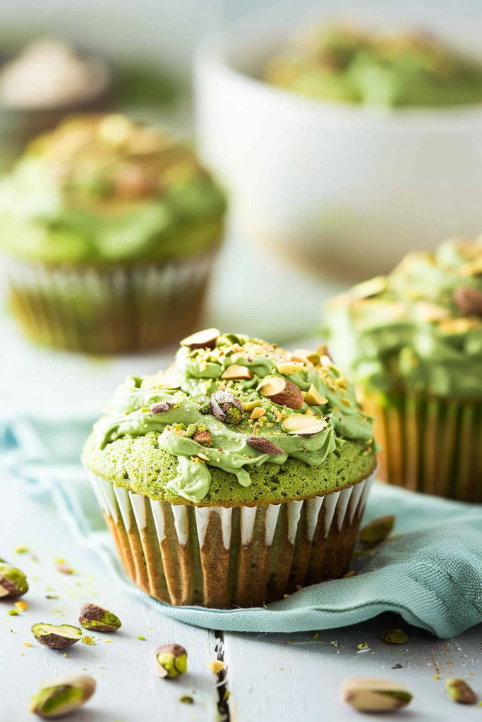 Baking Matcha Pistachio Muffins