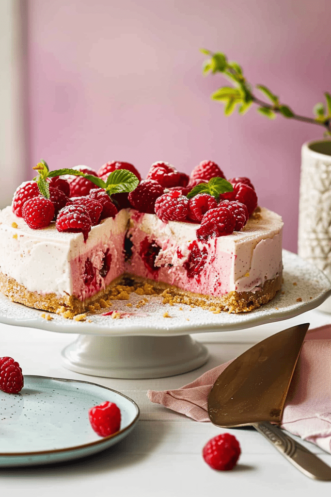 Baking No-Bake Raspberry Cheesecake