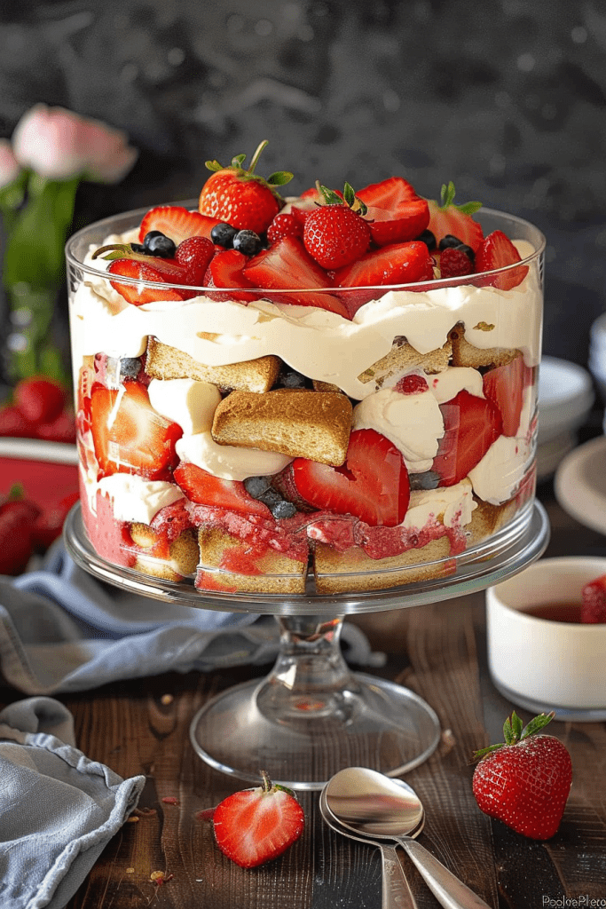 Baking Strawberry Trifle with Pound Cake