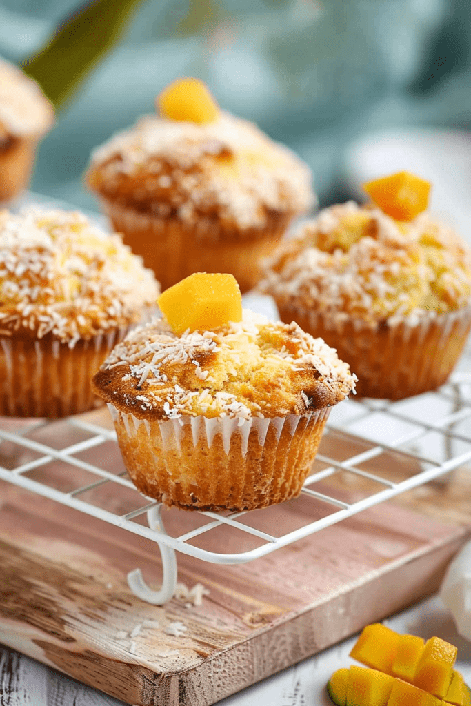 Baking Vegan Mango Coconut Muffins