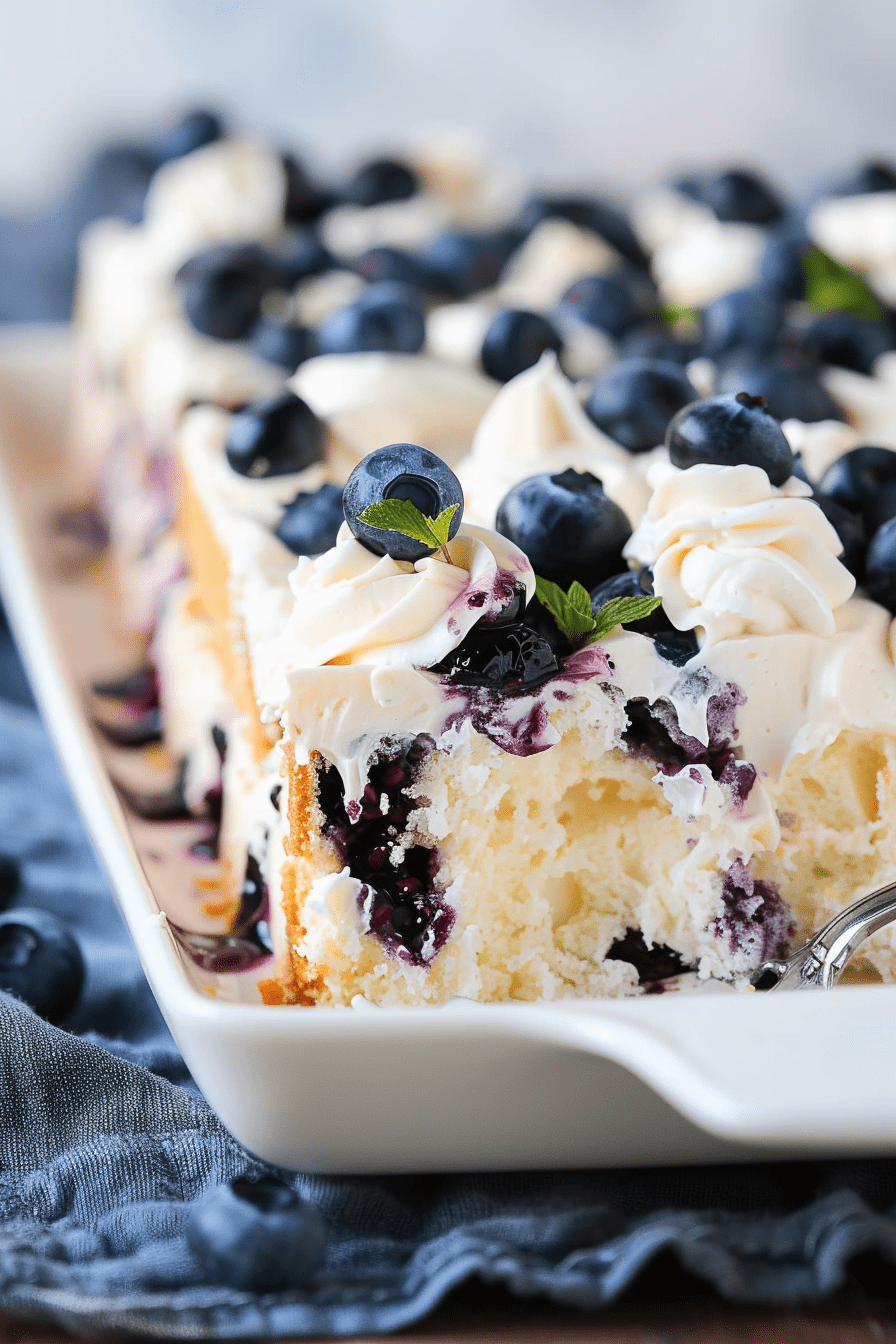 Blueberries and Cream Angel Food Cake Dessert Recipe