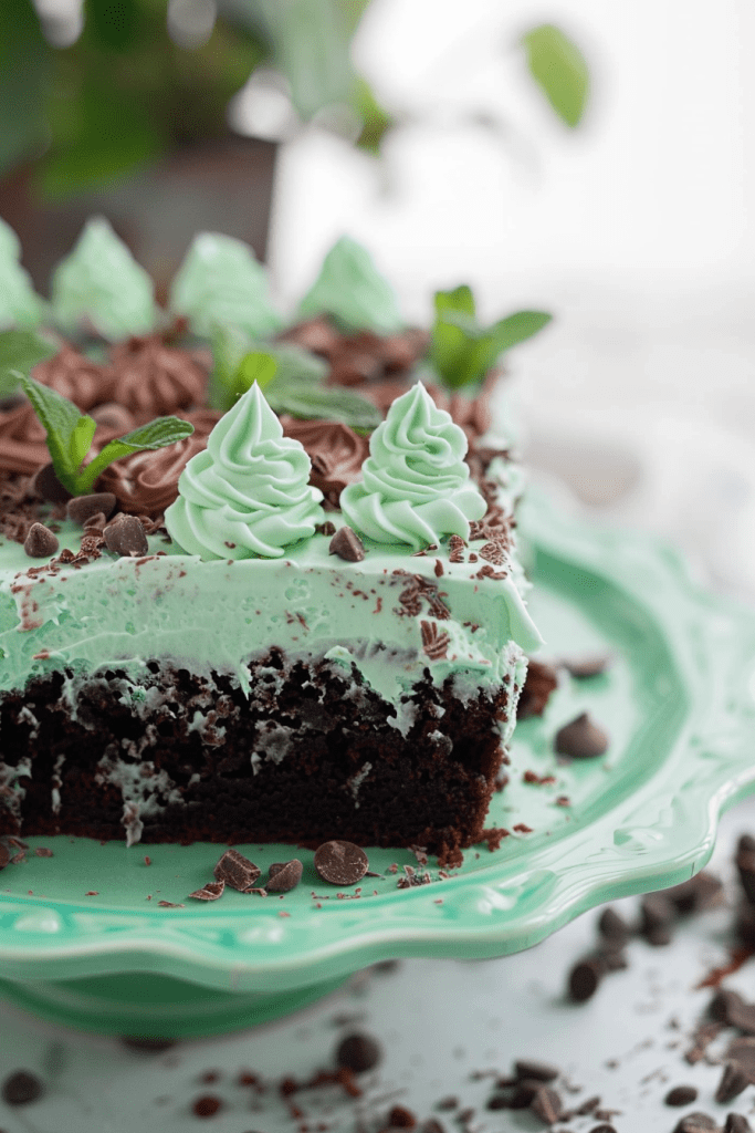 Chocolate Mint Poke Cake