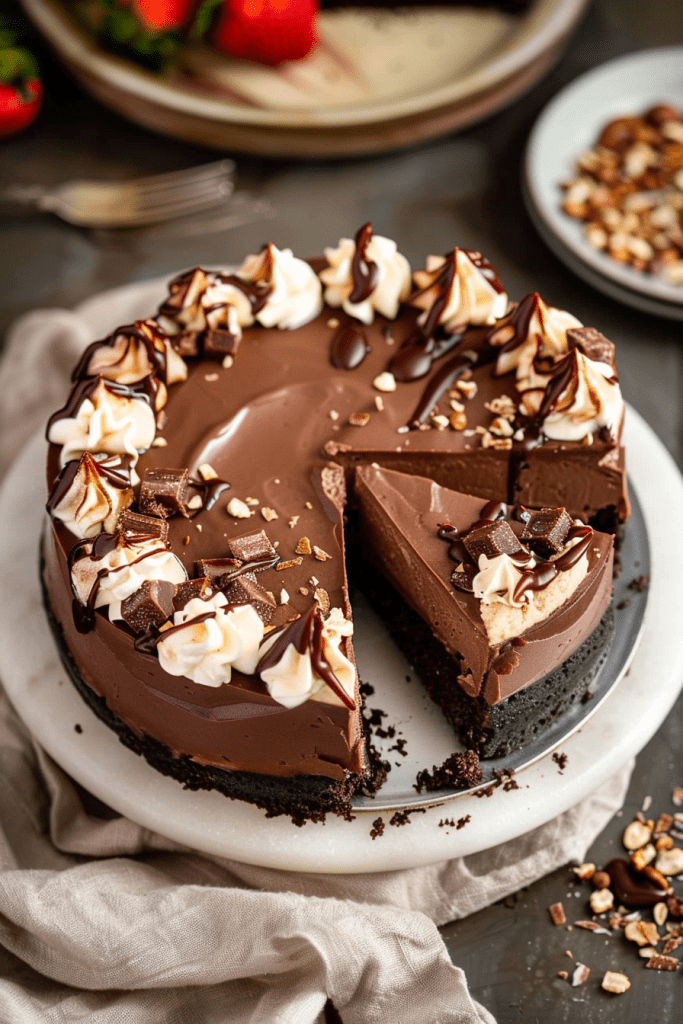 Decorating No Bake Nutella Cheesecake