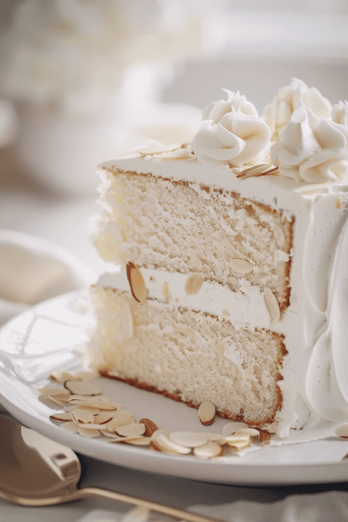 Decorating White Almond Wedding Cake