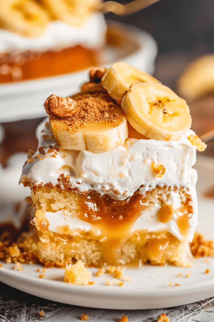 Delicious Bananas Foster Poke Cake