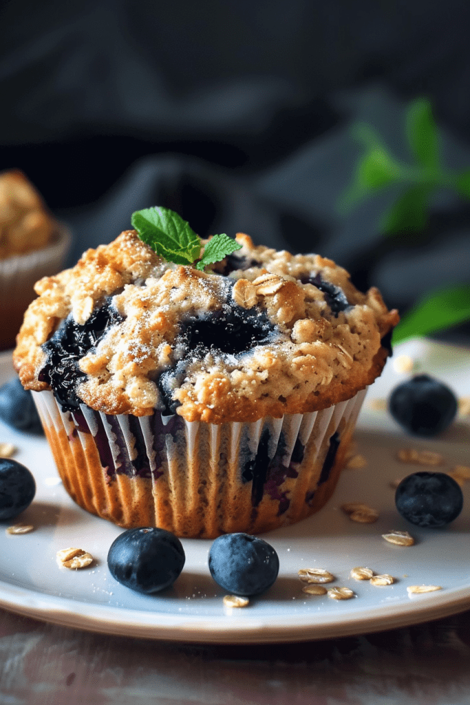 Delicious Blueberry Oatmeal Muffin