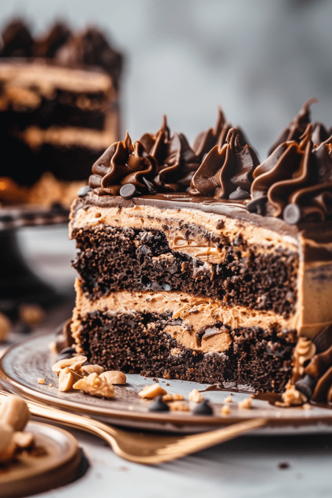 Delicious Chocolate Peanut Butter Ooey Gooey Cake