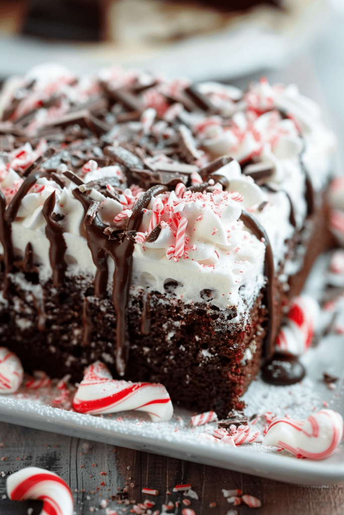 Delicious Chocolate Peppermint Poke Cake