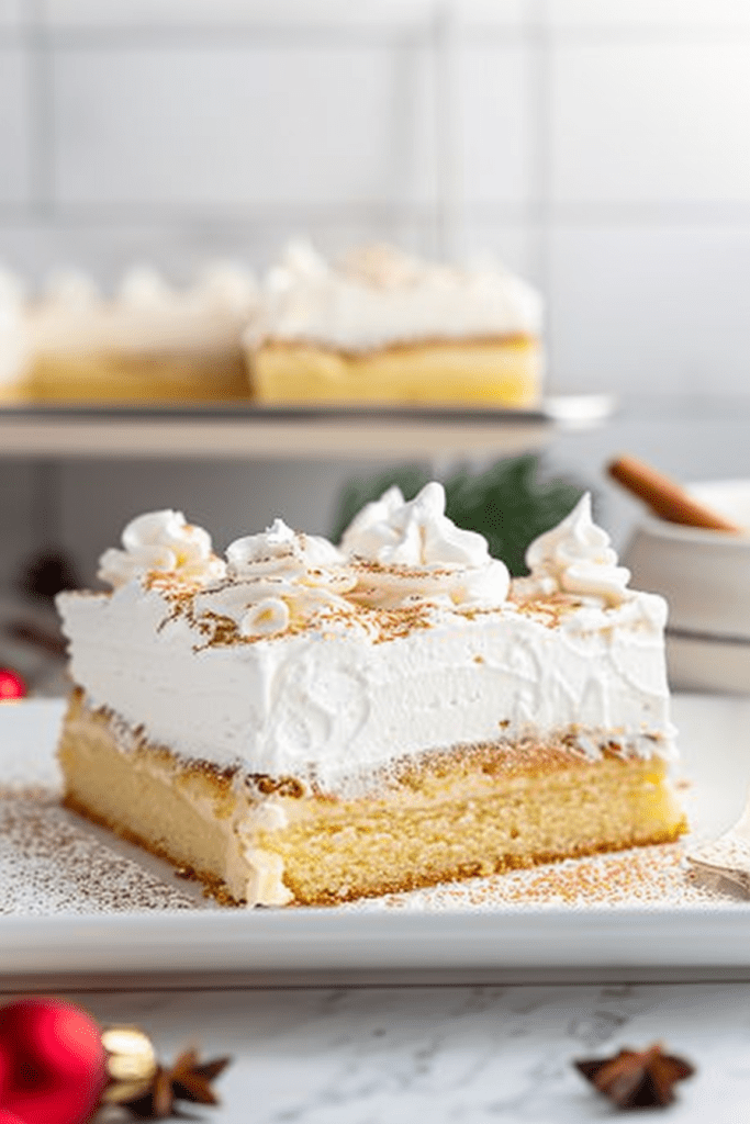 Delicious Eggnog Poke Cake