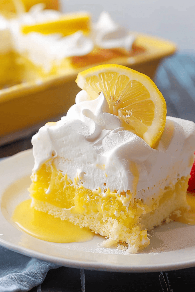 Delicious Lemon Pudding Poke Cake