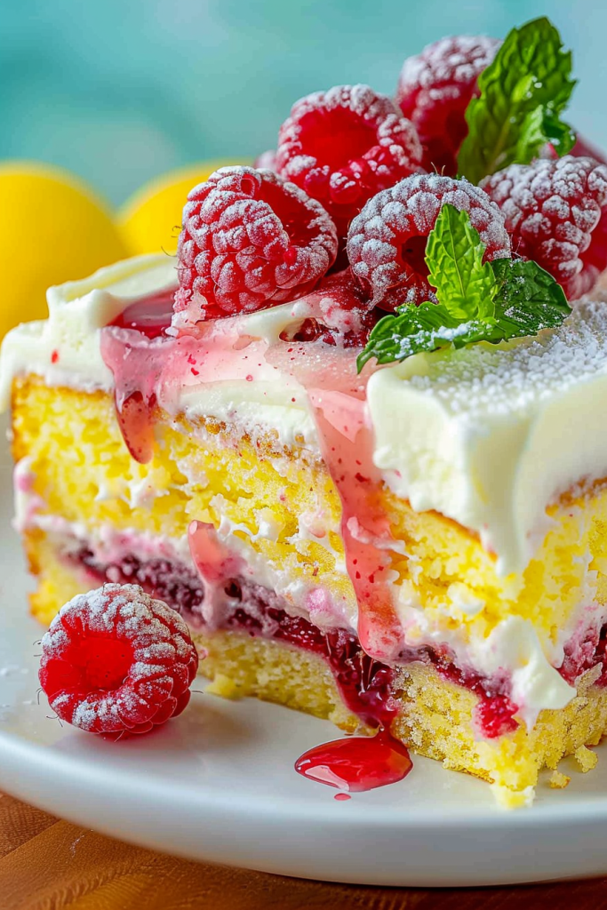 Delicious Lemon Raspberry Poke Cake