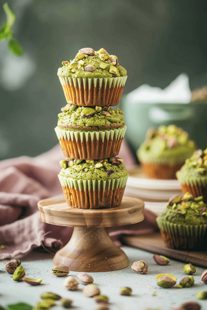 Delicious Matcha Pistachio Muffins