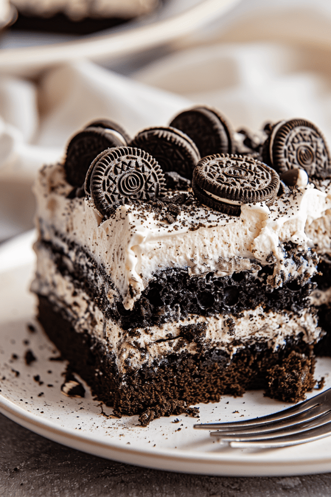 Delicious Oreo Cookie Poke Cake