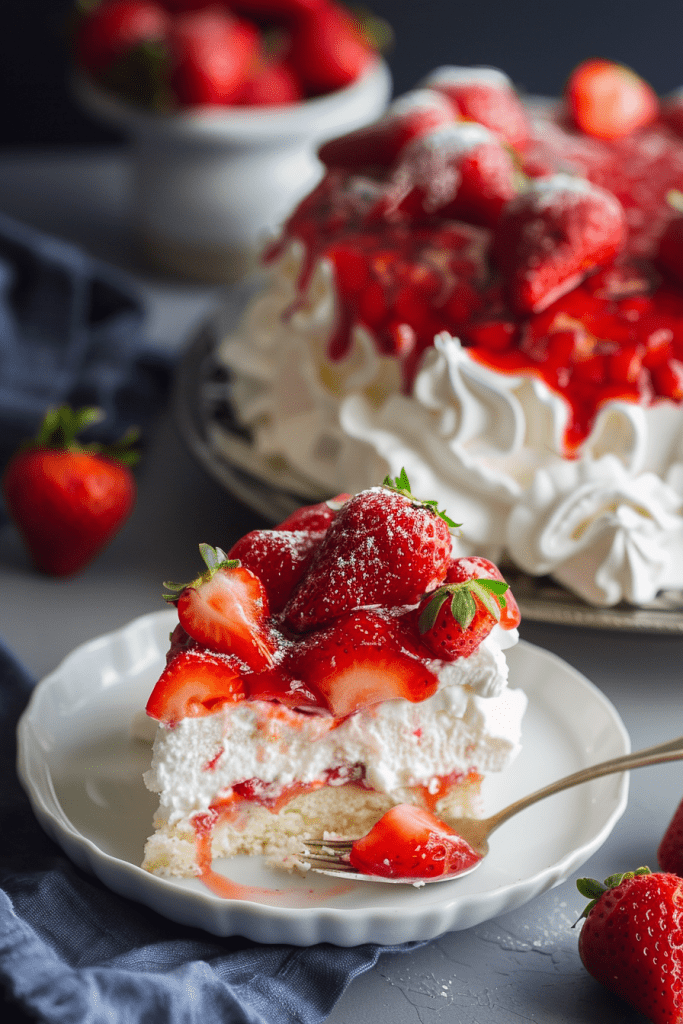 Delicious Strawberry Angel Food Cake Layered Lush