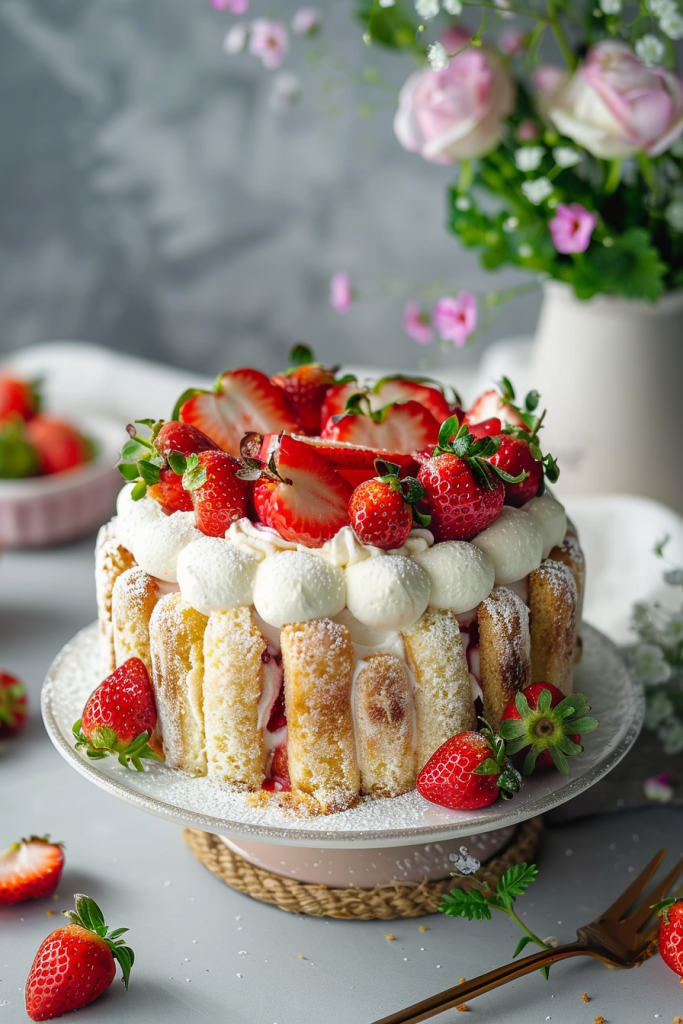 Delicious Strawberry Charlotte Cake