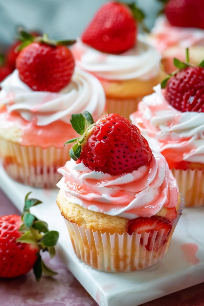 Delicious Strawberry Jell-O Poke Cupcakes