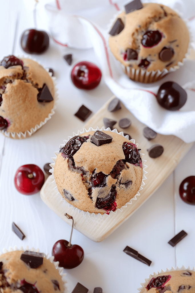 Delicious Vegan Cherry Dark Chocolate Chip Muffins