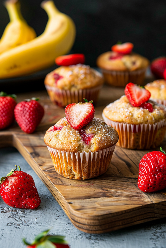 Healthy Strawberry Banana Muffins