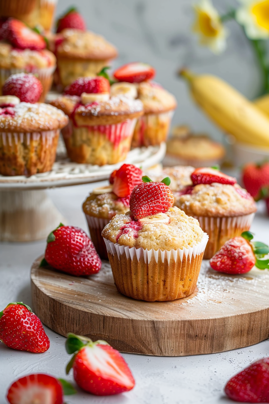 Healthy Strawberry Banana Muffins Recipe