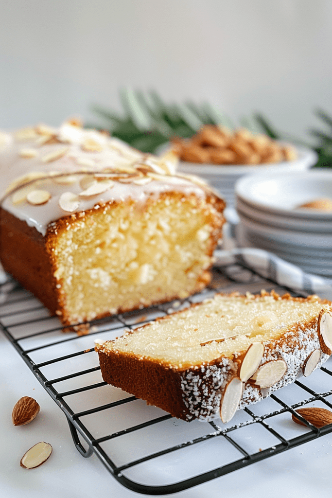 Iced Almond Lemon Loaf Cake