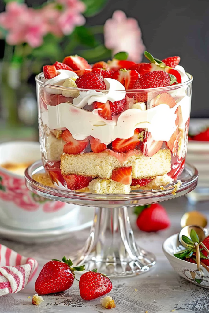 Layering Strawberry Trifle with Pound Cake