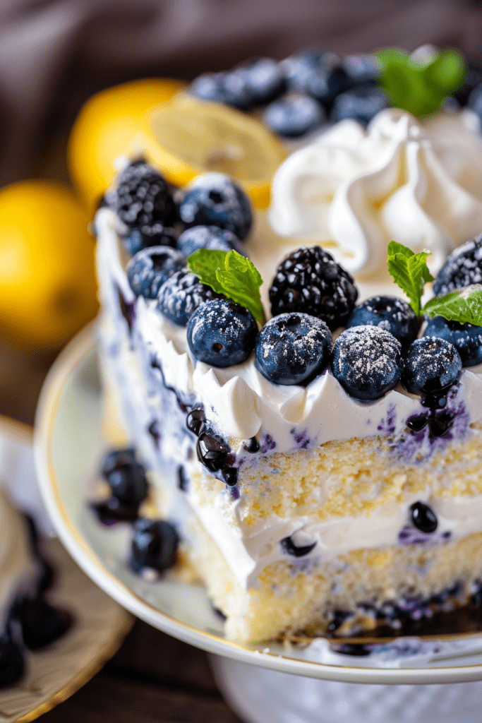 Lemon Blueberry Poke Cake