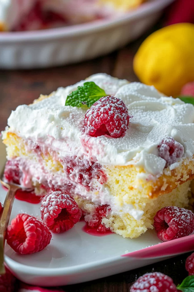 Lemon Raspberry Poke Cake