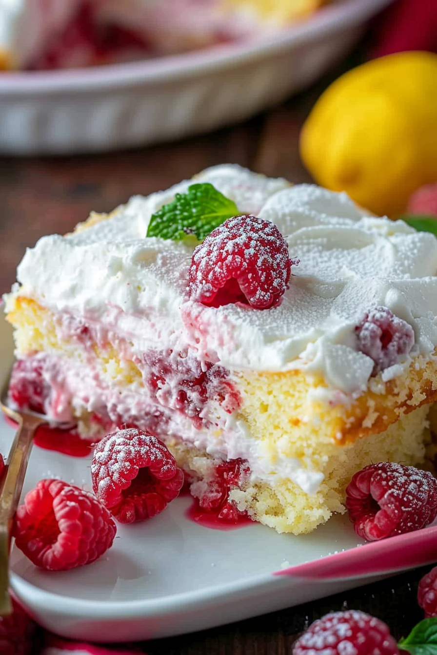 Delicious Lemon Raspberry Poke Cake Recipe - Easy Summer Dessert