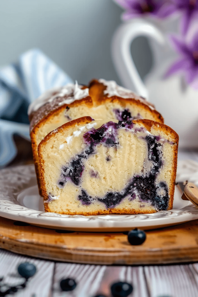 Making Blueberry Cream Cheese Butter Cake