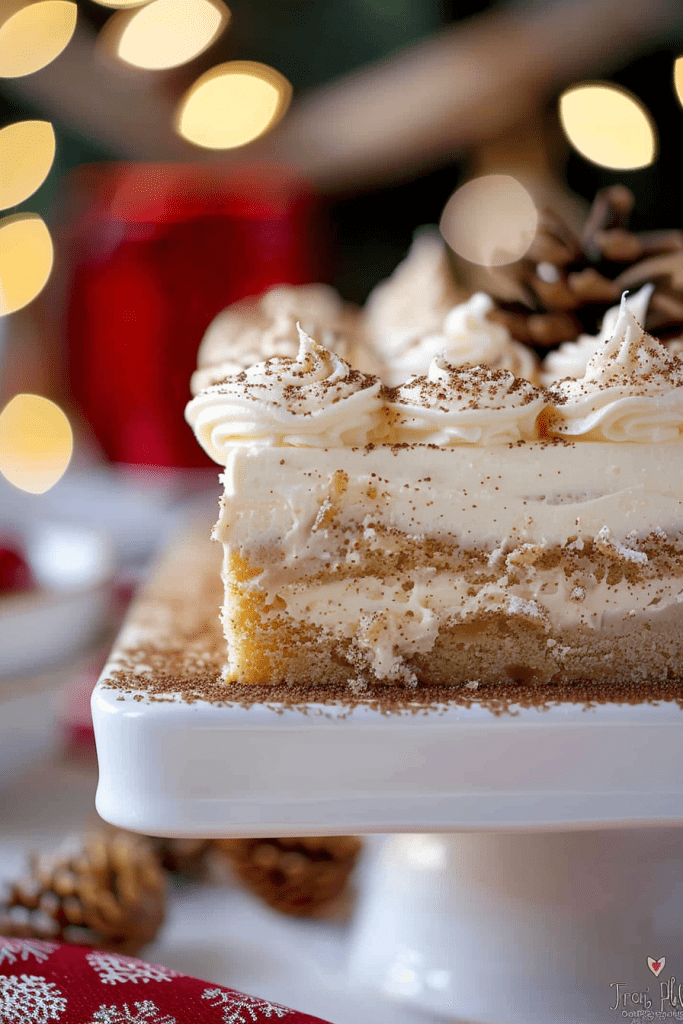 Making Eggnog Poke Cake