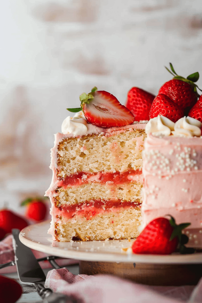 Making Strawberry Vanilla Cake