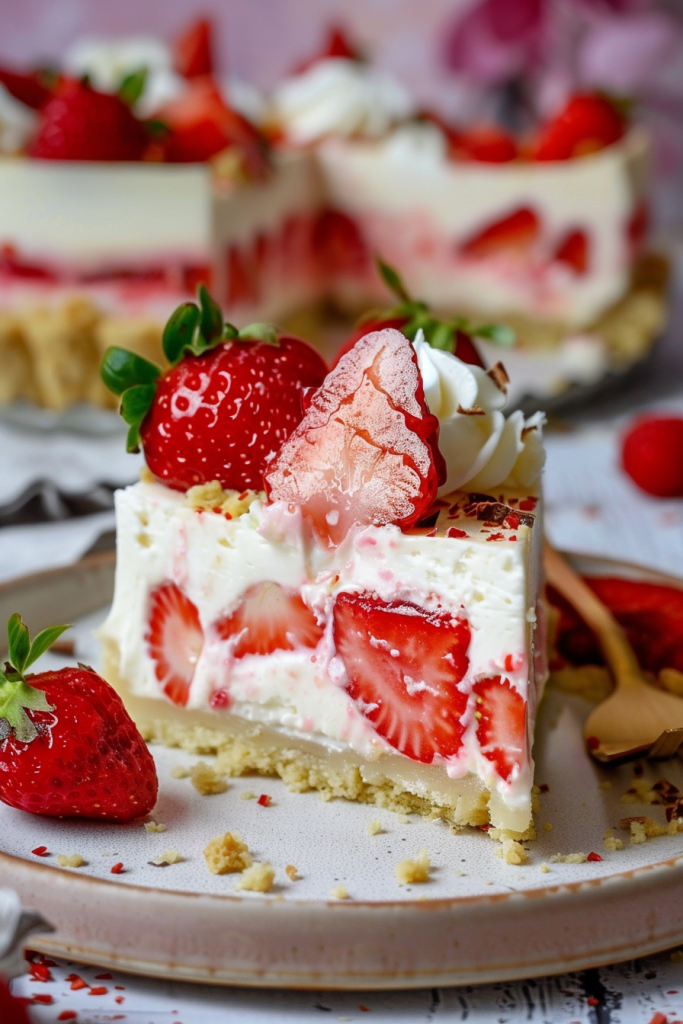 No-Bake Strawberry White Chocolate Cheesecake