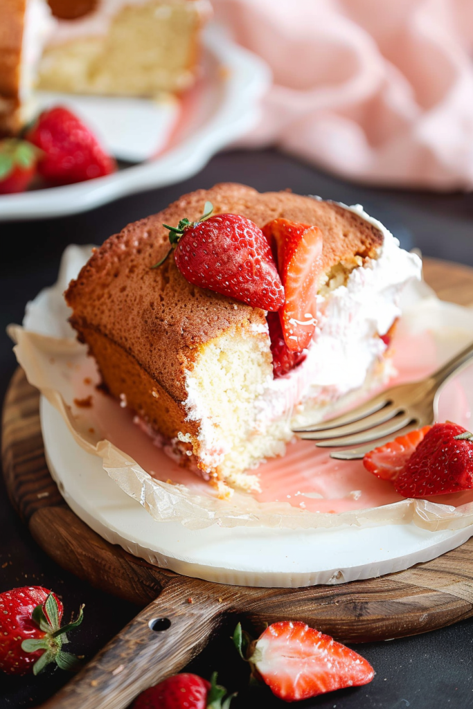 Serving 2-Ingredient Strawberry Angel Food Cake