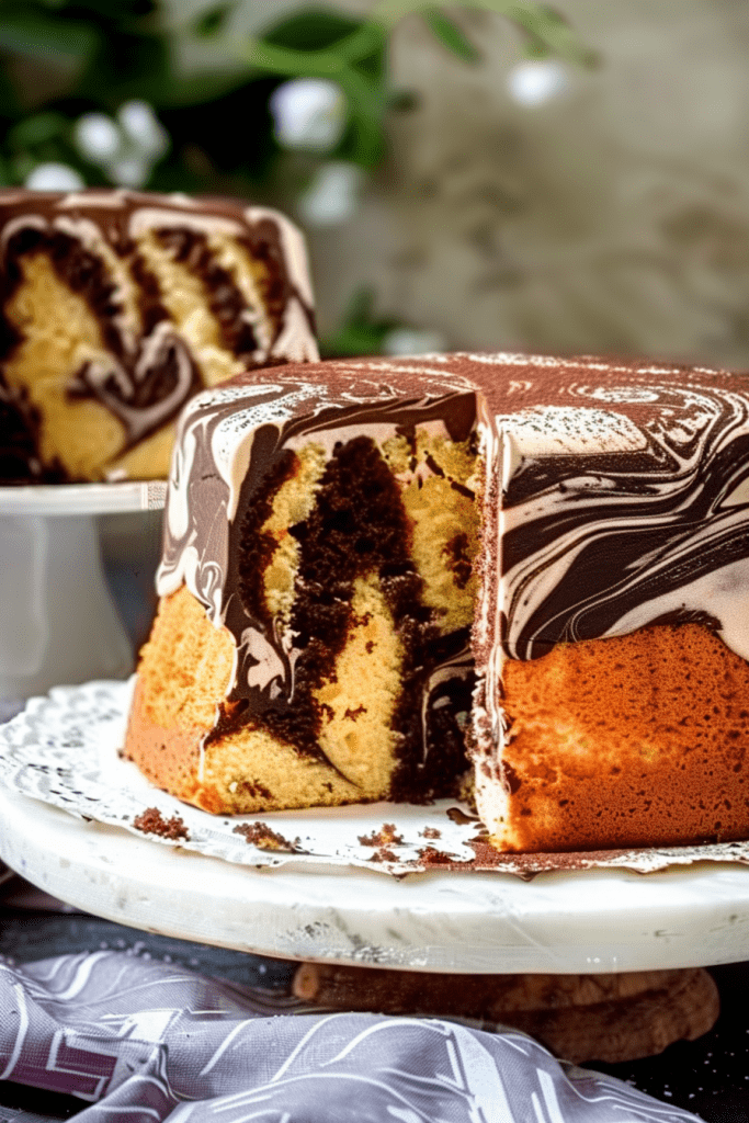 Serving Amish Chiffon Marble Cake