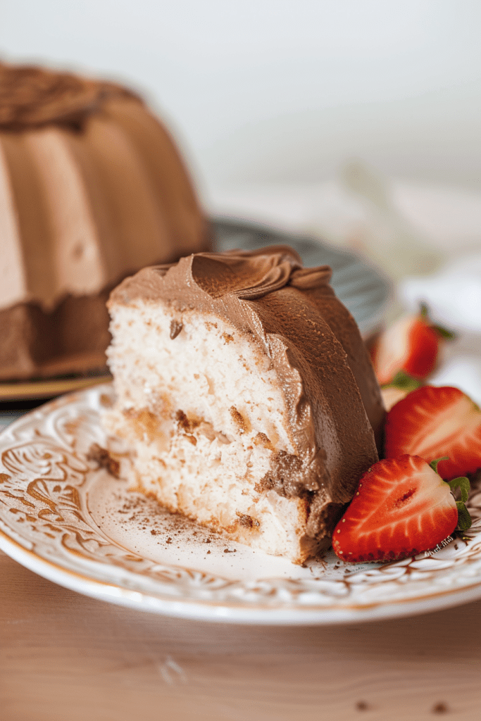 Serving Angel Food Cake with Whipped Chocolate Frosting