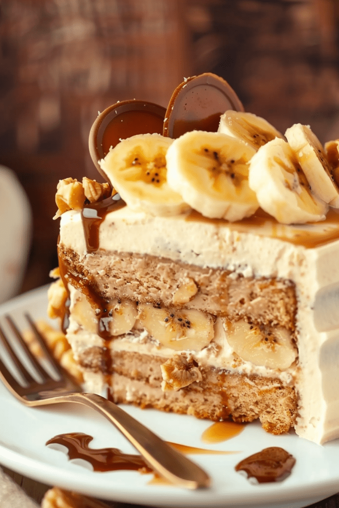 Serving Bananas Foster Cake