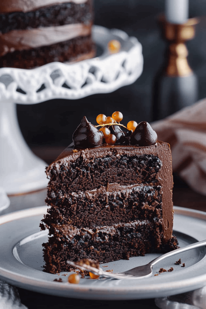 Serving Black Magic Cake