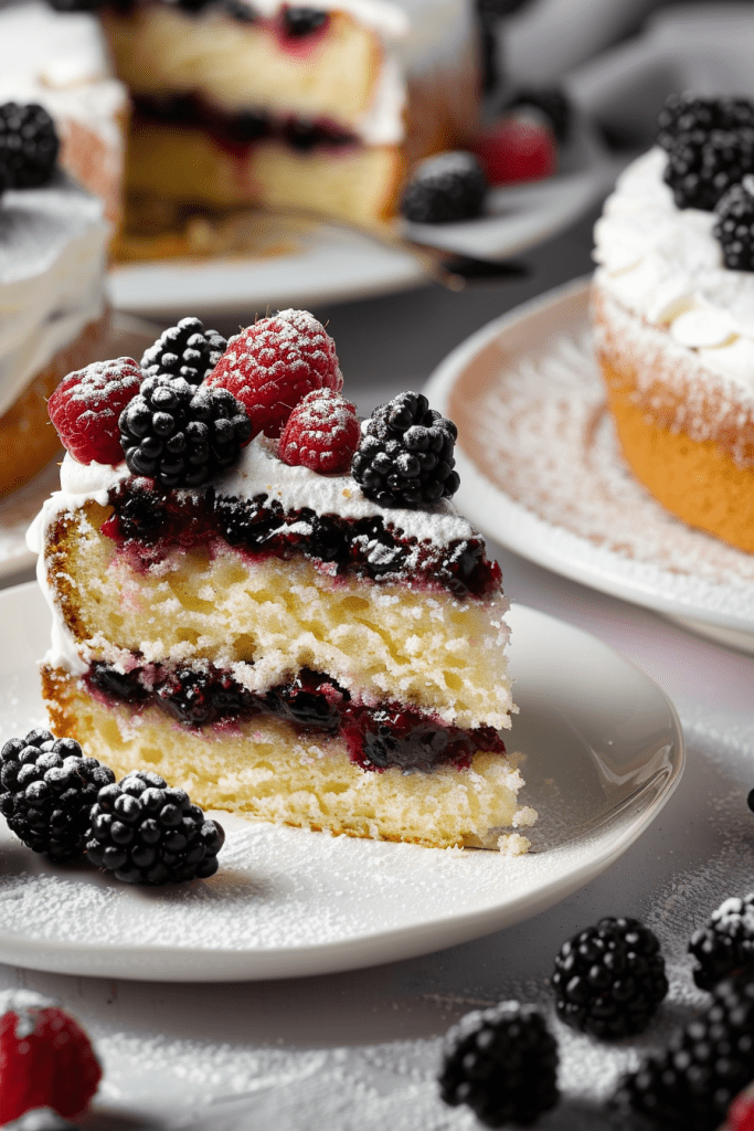 Serving Blackberry-Topped Sponge Cakes