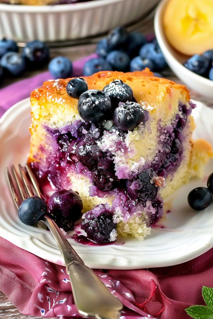 Serving Blueberry Pudding Cake