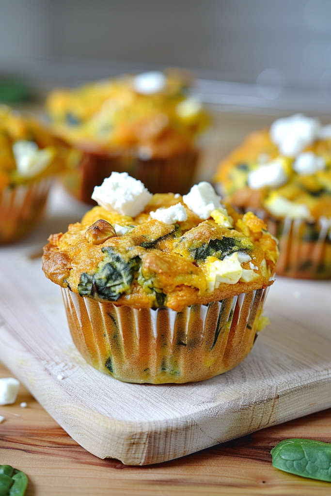 Serving Butternut Squash, Spinach, and Feta Muffins