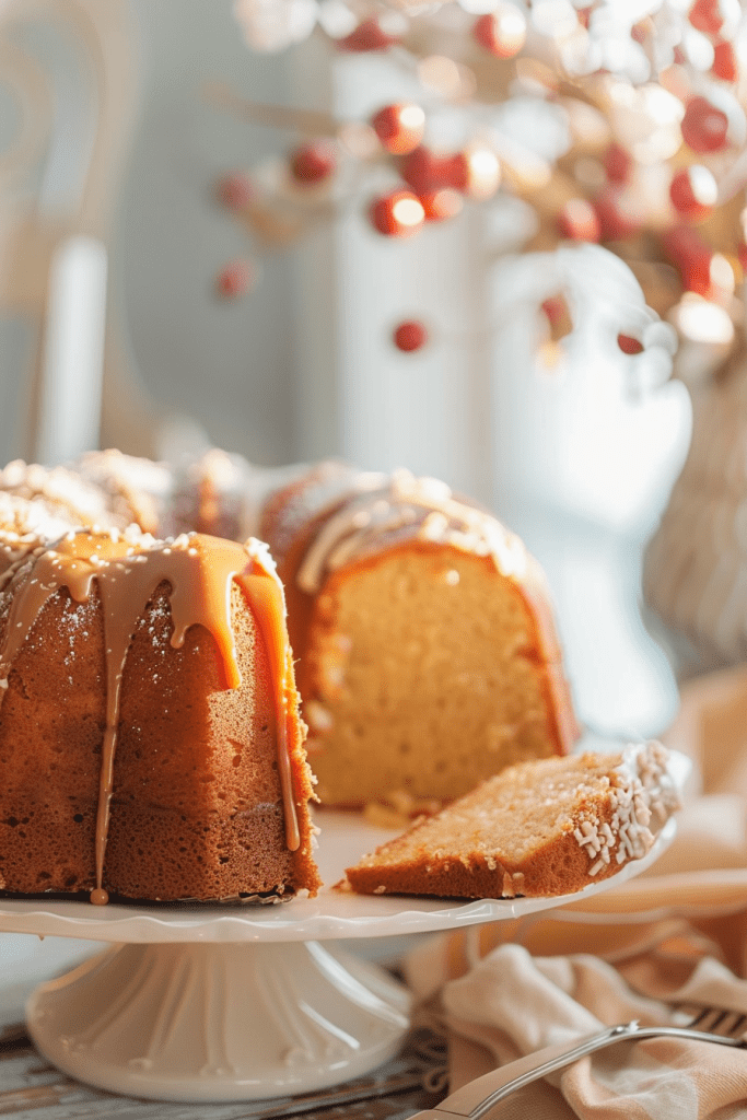 Serving Caramel Bundt Cake