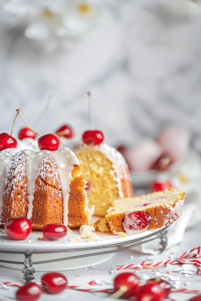 Serving Cherry Almond Bundt Cake