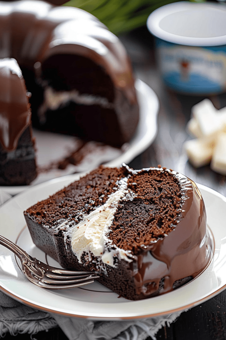 Indulgent Chocolate Bundt Cake with Cream Cheese Filling - Recipe Guide