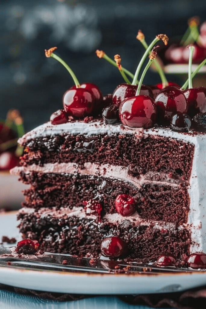 Serving Chocolate Cherry Cake