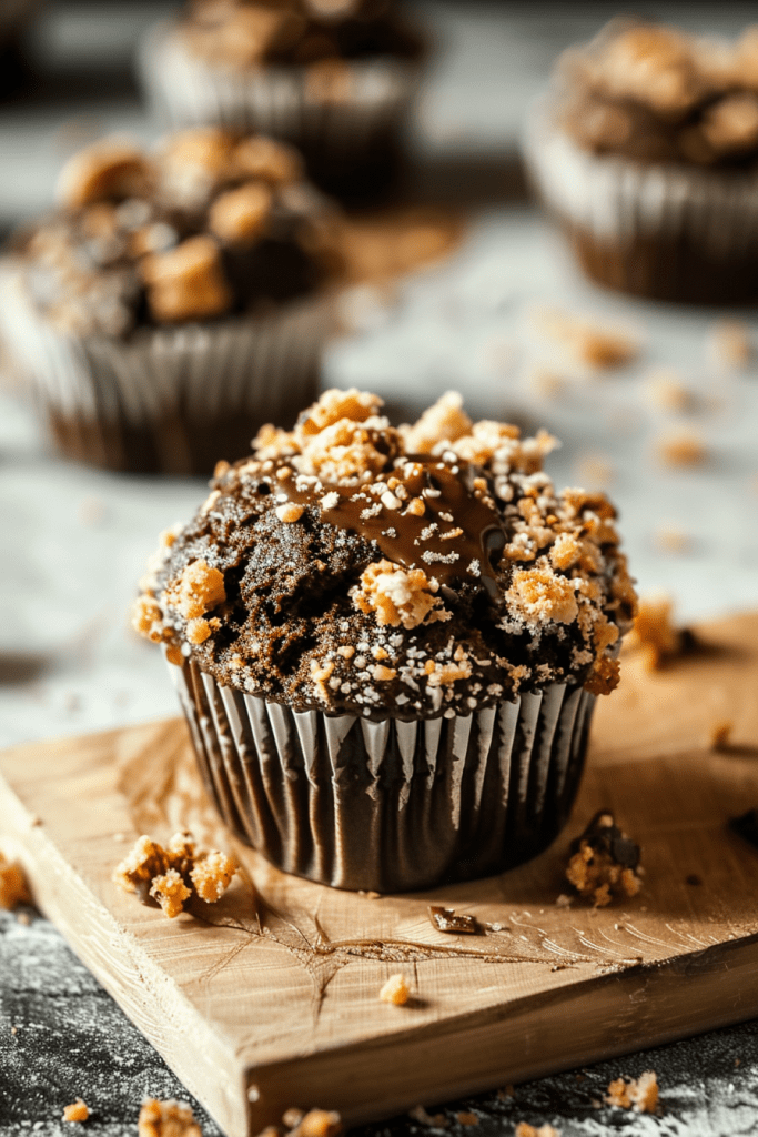 Serving Chocolate Coffee Toffee Crunch Muffins