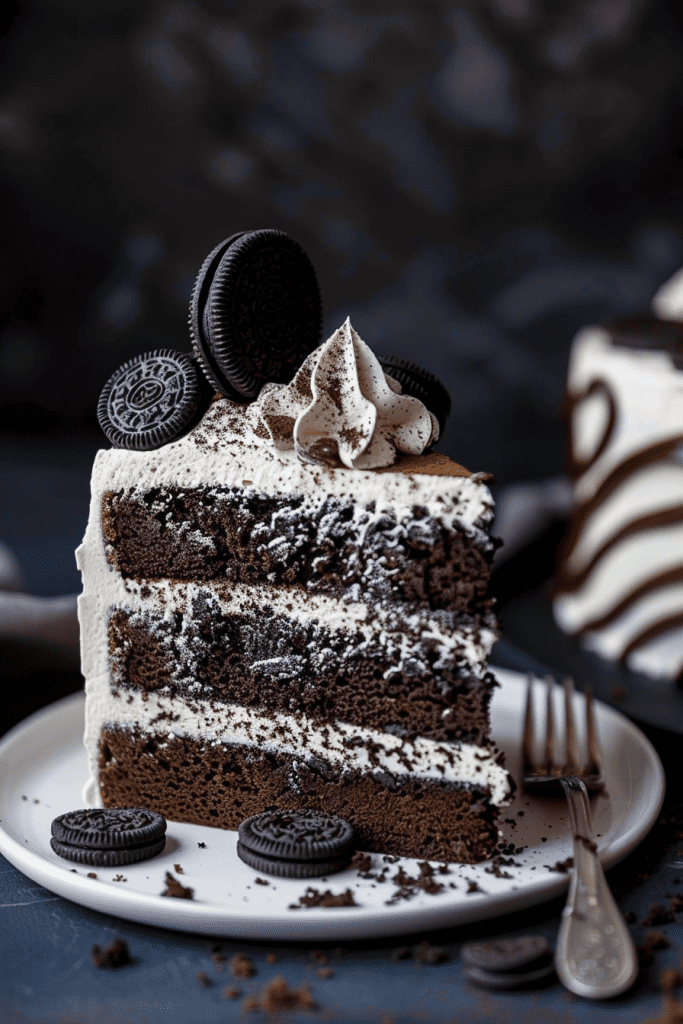 Serving Chocolate Oreo Cake