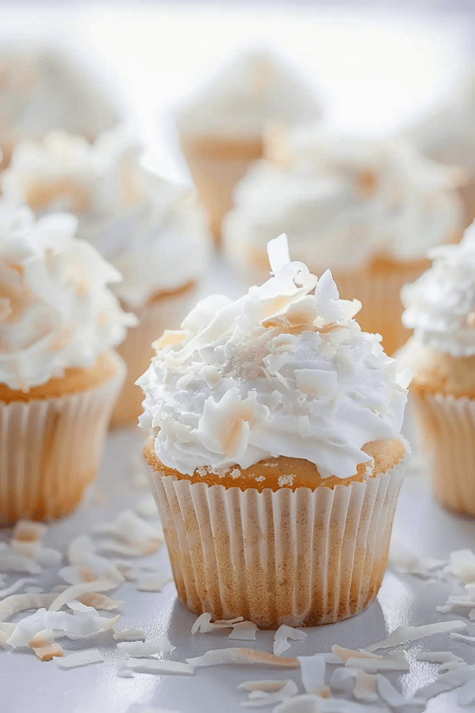 Serving Coconut Angel Food Cupcakes