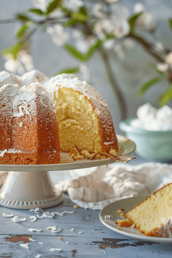 Serving Coconut Cream Cheese Pound Cake